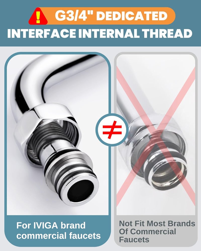 IVIGA G3/4 Internal Thread Commercial Faucet Swivel Spout Replacement: 6“ Add-on Swing Nozzle - Chrome Polished Spout Replacement For Commercial Kitchen Sink Faucet - 1.8gpm/ 2.2gpm Aerator - Image 2